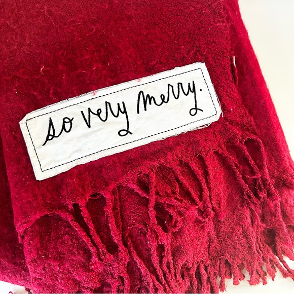 Rae Dunn Red Christmas Throw Blanket - Picture 3 of 5